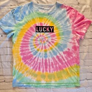 Lucky Brand LUCKY Tie-Dye T-Shirt Colorful Tee Womens Large